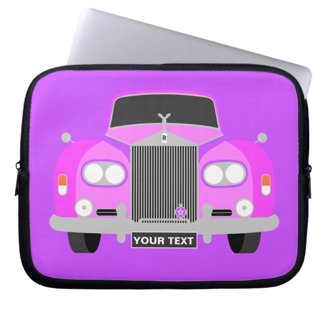 Gepersonaliseerde Roze Britse klassieke Limousine  Laptop Sleeve (Voorkant)