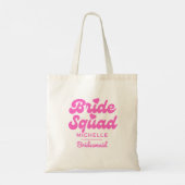 Gepersonaliseerde Roze Bruid Squad Bachelorette Tote Bag (Achterkant)
