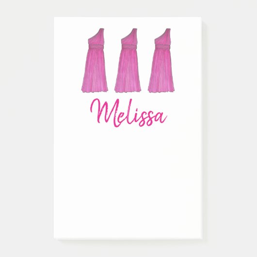 Gepersonaliseerde roze bruidsbruidsdress Weddensch Post-it® Notes (Voorkant)