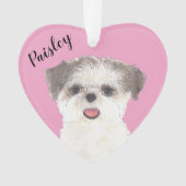 Gepersonaliseerde Roze Bruin en Wit Shih Tzu Ornament (voorkant)