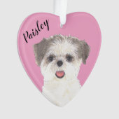 Gepersonaliseerde Roze Bruin en Wit Shih Tzu Ornament (voorkant)