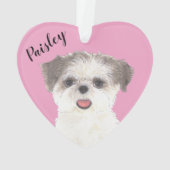 Gepersonaliseerde Roze Bruin en Wit Shih Tzu Ornament (achterkant)