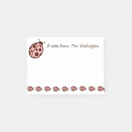 Gepersonaliseerde Roze Bruine Lieveheersbeestjes P Post-it® Notes (Voorkant)