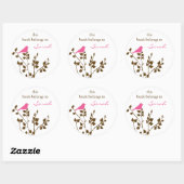 Gepersonaliseerde roze bruine vogelboeken Stickers (Vel)