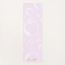 Gepersonaliseerde  Roze Bubbels Naam Yoga Mat