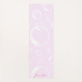 Gepersonaliseerde  Roze Bubbels Naam Yoga Mat
