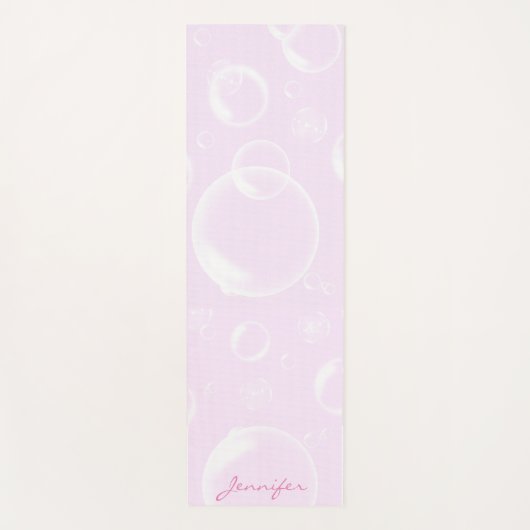 Gepersonaliseerde  Roze Bubbels Naam Yoga Mat (Voorkant)