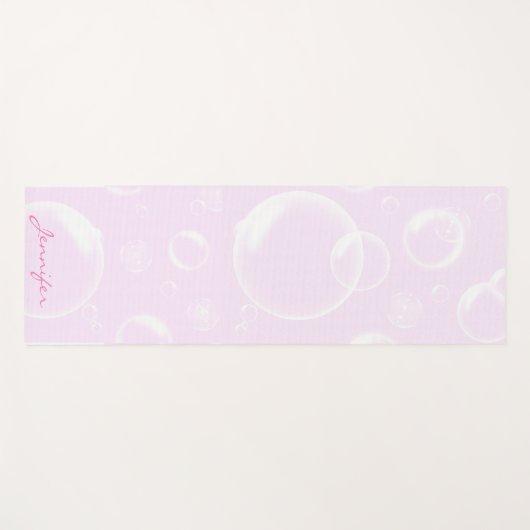 Gepersonaliseerde Roze Bubbels Naam Yoga Mat (Voorkant (horizontaal))