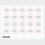 Gepersonaliseerde roze buffel geruite aardbeienjam ronde sticker (Vel)