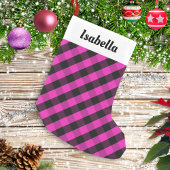 Gepersonaliseerde Roze Buffel Plaid Check Rustiek Kleine Kerstsok