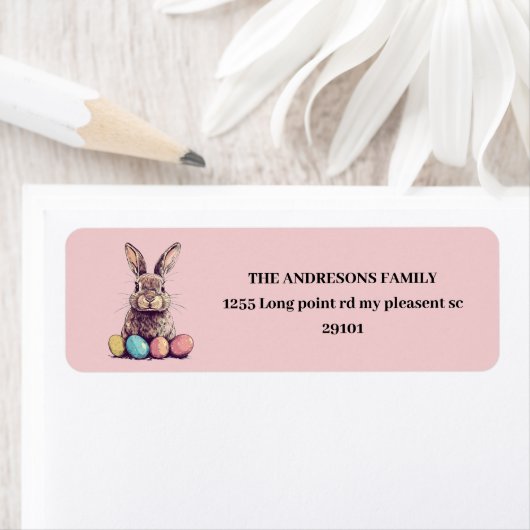 Gepersonaliseerde  Roze Bunny & Egg Easter Etiket (Insitu)