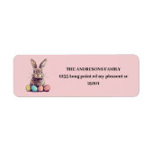 Gepersonaliseerde Roze Bunny & Egg Easter Etiket (Voorkant)