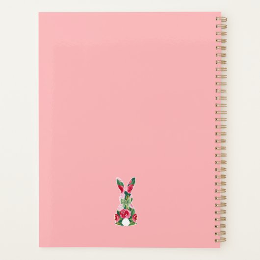 Gepersonaliseerde roze "Bunny Whisperer" Pasen Planner (Achterkant)