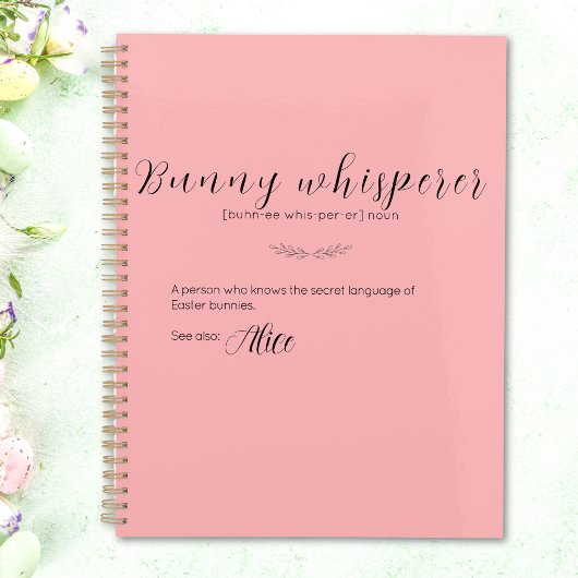 Gepersonaliseerde roze "Bunny Whisperer" Pasen Planner