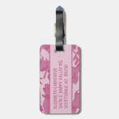Gepersonaliseerde Roze Camo Bagagelabel (Achterkant verticaal)