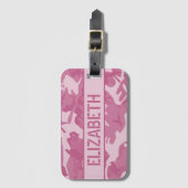 Gepersonaliseerde Roze Camo Bagagelabel (Voorkant (verticaal))