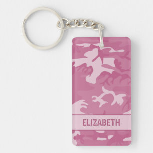 Gepersonaliseerde Roze Camo Sleutelhanger