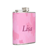 Gepersonaliseerde roze camouflagefles heupfles (Rechts)