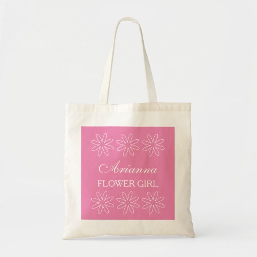 Gepersonaliseerde roze canvas tas voor de bruiloft (Voorkant)