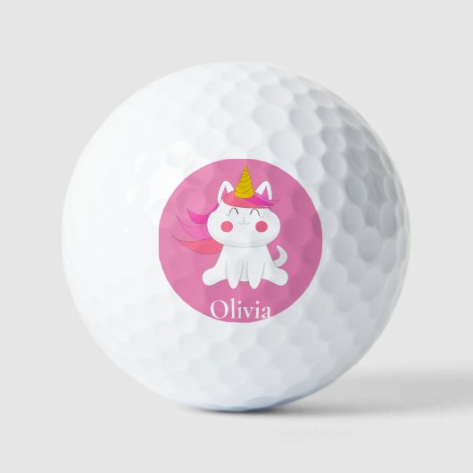 Gepersonaliseerde roze caticorn golfballen (Voorkant)