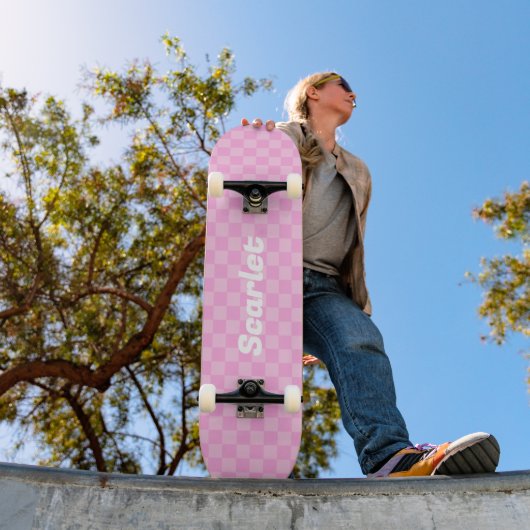 Gepersonaliseerde roze cheques Skateboard (Buiten 1)