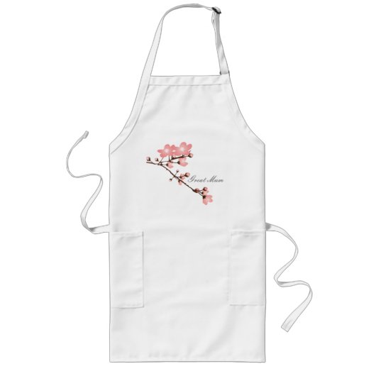 Gepersonaliseerde roze Cherry Blossom Long Apron Lang Schort (Voorkant)