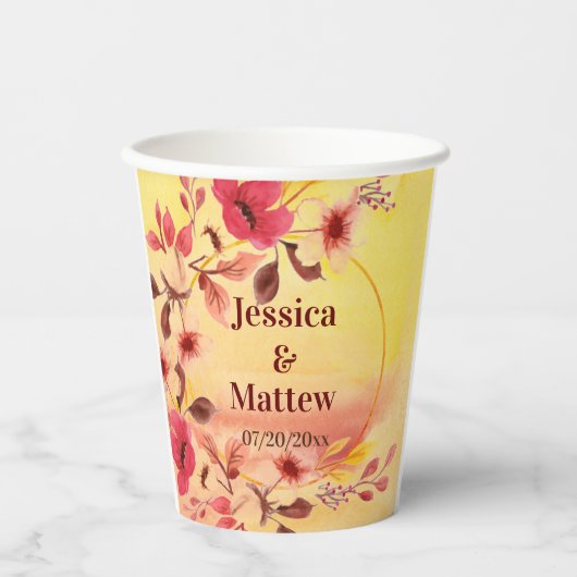 Gepersonaliseerde roze Cherry Blossom Paper Cup Papieren Bekers (Voorkant)