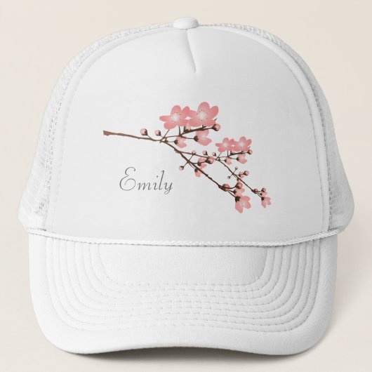 Gepersonaliseerde roze Cherry Blossom Trucker Hat Trucker Pet (Voorkant)