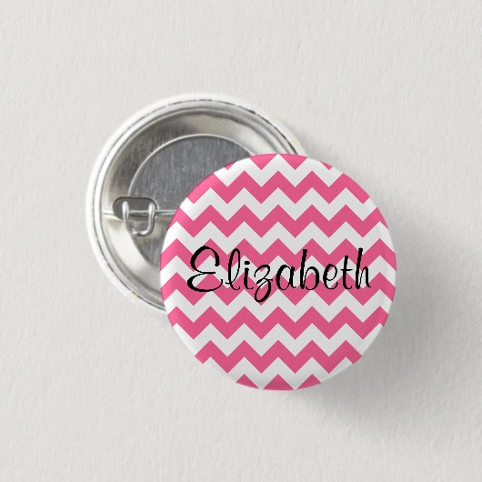 Gepersonaliseerde roze Chevron Pattern Button (Voorkant /achterkant)