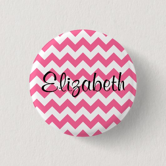 Gepersonaliseerde roze Chevron Pattern Button (Voorkant)