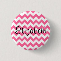 Gepersonaliseerde roze Chevron Pattern Button