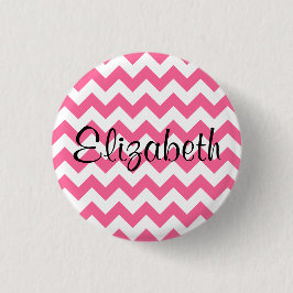 Gepersonaliseerde roze Chevron Pattern Button