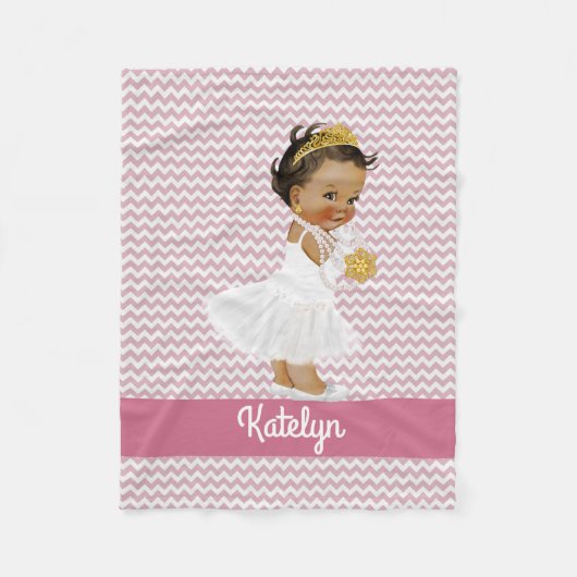 Gepersonaliseerde roze Chevrons Ethnic Princess Nu Fleece Deken (Voorkant)