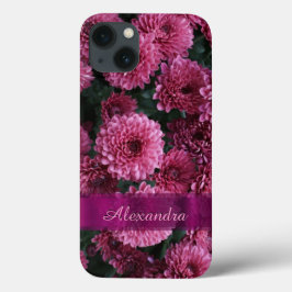 Gepersonaliseerde roze Chrysanthemum bloem iPhone 13 Hoesje