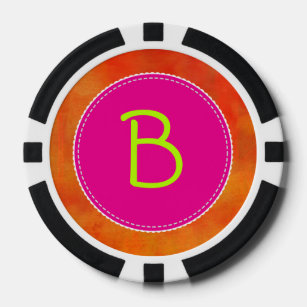 Gepersonaliseerde roze cirkel Oranje achtergrond Poker Chips