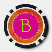 Gepersonaliseerde roze cirkel Oranje achtergrond Poker Chips (Achterkant)