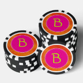 Gepersonaliseerde roze cirkel Oranje achtergrond Poker Chips (Opstapeling)