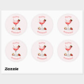 Gepersonaliseerde Roze Cocktail Design Sticker (Vel)
