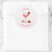 Gepersonaliseerde Roze Cocktail Design Sticker (Tas)