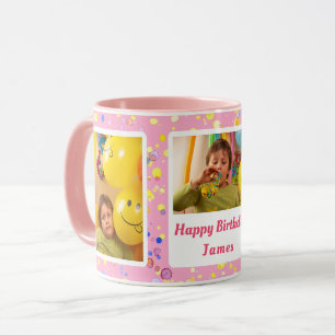Gepersonaliseerde Roze Confetti Verjaardag Custom  Mok