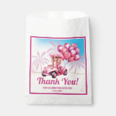 Gepersonaliseerde roze converteerbare strand verja bedankzakje (Voorkant)