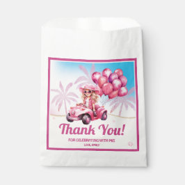 Gepersonaliseerde roze converteerbare strand verja bedankzakje