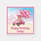 Gepersonaliseerde roze converteerbare strand verja servet (Voorkant)