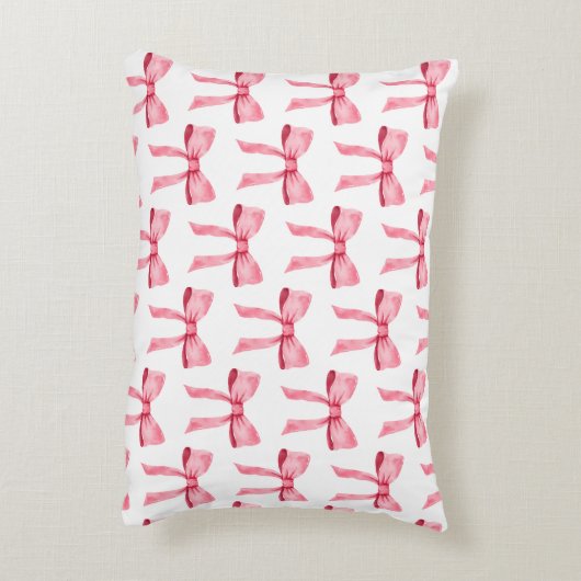Gepersonaliseerde Roze Coquette Bow Accent Kussen (Achterkant (Verticaal))