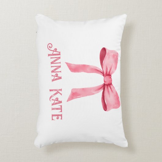Gepersonaliseerde Roze Coquette Bow Accent Kussen (Voorkant(Verticaal))
