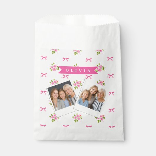Gepersonaliseerde Roze Coquette Meisjesachtige Str Bedankzakje (Voorkant)
