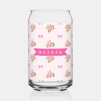 Gepersonaliseerde Roze Coquette Meisjesachtige Str Blikvorm Glas