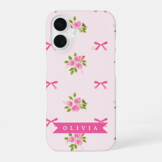 Gepersonaliseerde Roze Coquette Meisjesachtige Str iPhone 16 Hoesje