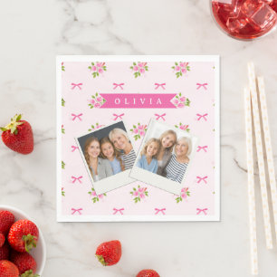 Gepersonaliseerde Roze Coquette Meisjesachtige Str Servet