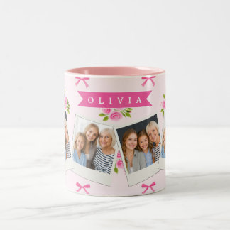 Gepersonaliseerde Roze Coquette Meisjesachtige Str Tweekleurige Koffiemok